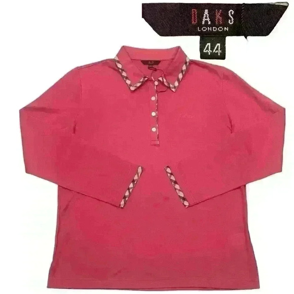 DAKS Tops - DAKS London Womens Long Sleeve Polo Shirt Size 44 Designer Japan Made Golf Mom